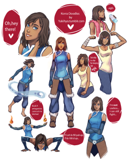 yukihyo:  Korra Doodles Despite being an avid fan of long hairstyles,I love Korra’s new look. And yes,there’s  a Rock Lee and New Girl reference. Hope you like these! Korra © Nickelodeon Art © Me 