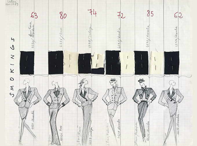 design-is-fine:Yves Saint Laurent, production boards. More to see: Fondation Pierre