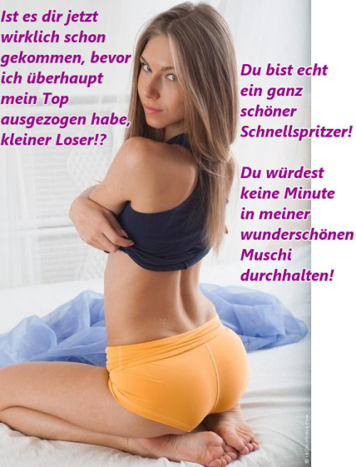 herrin-nathalie-german-hotwife: Du Schnellspritzer hast beim wichsen deines Minipimmels doch bestimm