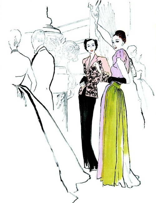 Fashion Illustrations by Bernard Blossac from 1946 and 1947