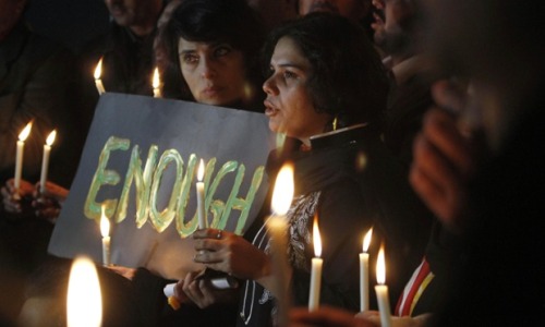 murderwhitepeople: A candle light vigil in Islamabad, for the victims of the school attack in Peshar
