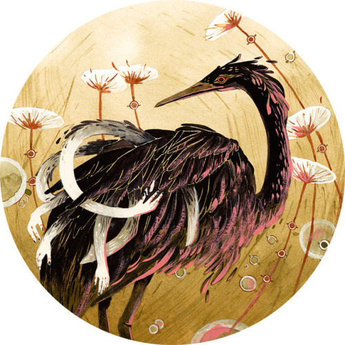 kaileylang:Elder Heron8x8″ acryla-gouache on 300lbs Arches Hotpress