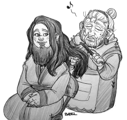 poplitealqueen:  babelstrudel: i felt like drawing dwarves… but also ladies… SO I COMBINED IT.  Sighs happily.