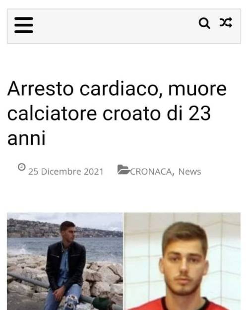 L'ennesimo, un altro 😡😡😡😡!! D'altronde quale calciatore non muore a 23 anni per un arresto cardiaco fulminante??? Oramai non c'è nemmeno più il bisogno di sapere se fosse inoculato o meno. Sappiamo bene quale sia la verità visti i numeri che non...