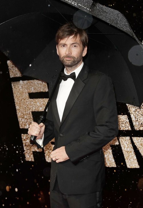  David Tennant in the rain on the red carpet - at the BFI London Film Festival awards in 2016 