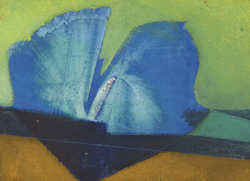 arte-artem-artibus:Max Ernst - Composition, 1964, oil on panel, 15.9 x 22.2 cm Christie’s