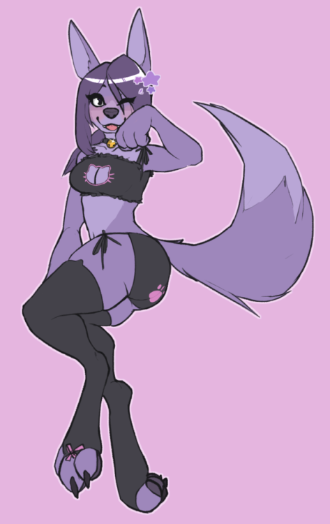 stardogdraws:  commission of my fursona in cute kitty keyhole lingerie!! i had so much fun drawing this, i’m glad i finally got around to it~ 💜  Yesgood <3