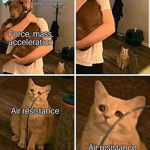 newtonpermetersquare:Rip air resistanceIdeal systems be like friction who?