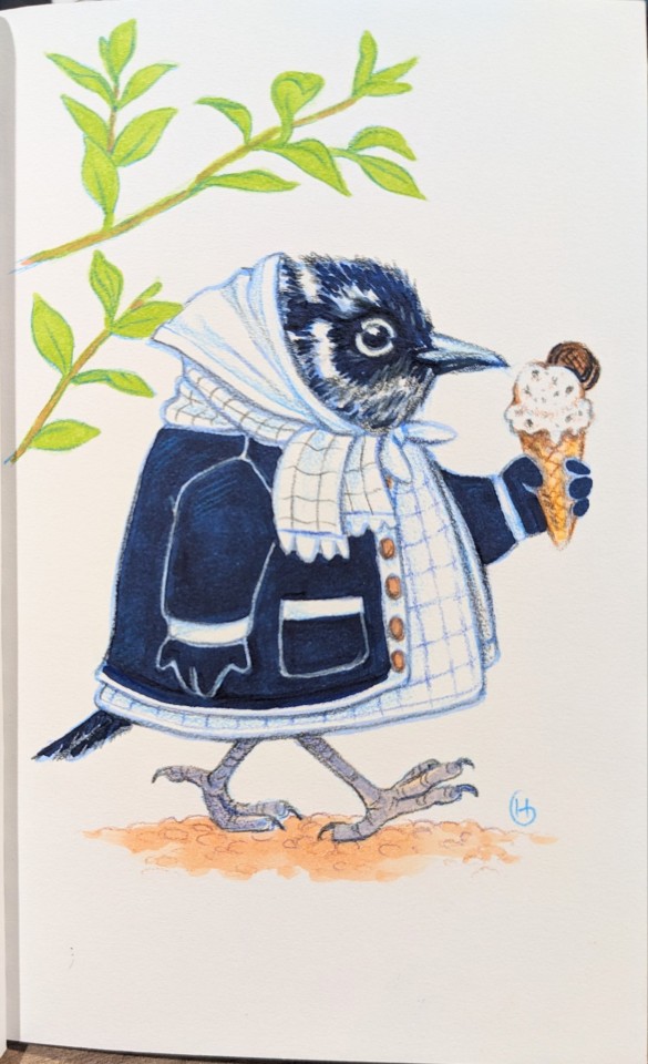 Avian August Day 19 - Elfin-woods Warbler With Cookies & Cream Ice Cream