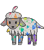 edited paintbrush acorn cap lamb with vibrant rainbow splatters