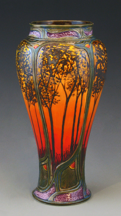 calmwaterdesigns: “Sundown you better take care…” Art Nouveau vase crafted by Ste