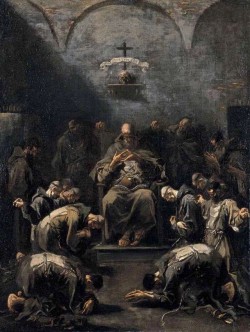 oldpaintings: Prayer of the Penitent Monks by Alessandro Magnasco (Italian, 1667–1749)  