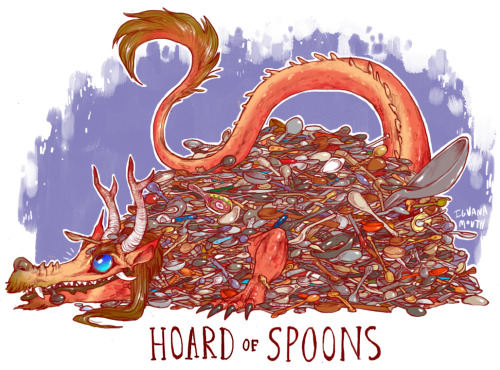 iguanamouth:the fourth set of commissioned unusual dragon hoards ! looks like the breakfast and comi