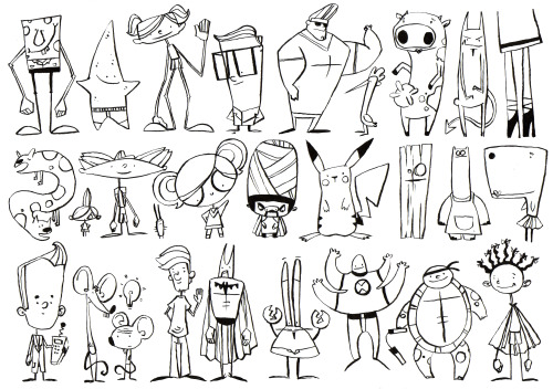 28 favorite cartoon characters from my childhood, drawn from memory.See if you can guess them all!