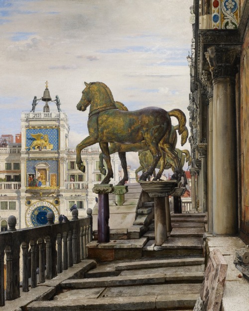 oldpaintings:The Bronze Horses of San Marco, Venice, 1876 by Charles Caryl Coleman (American, 1840–1