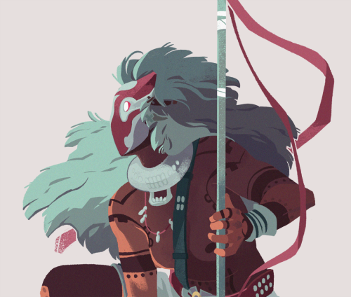 Preview of my guest drawing for @p-kom‘s Genera Zine - their badass character Akhava!