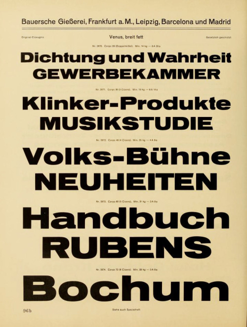 Typographic book Hauptprobe in gedrängter Form der Bauerschen Giesserei Frankfurt, 1915. Read online