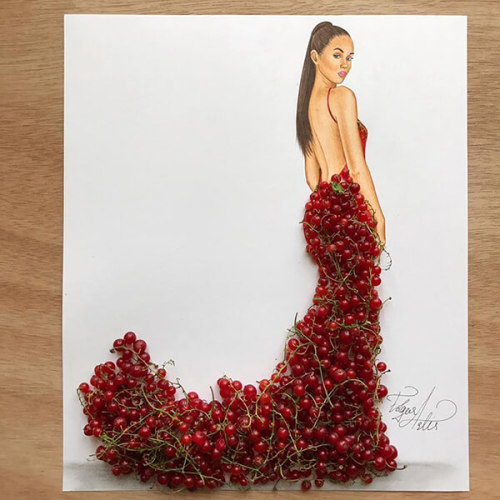 Creative Fashion Illustrations Using Foods - Gıdaları Kullanarak Yapılan Yaratıcı Moda Çizimleri by 