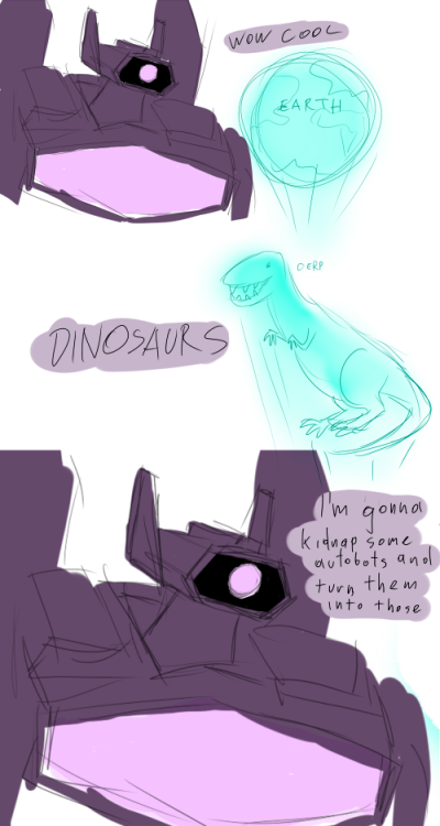 remorsebot:  fandomlurker:  londonprophecy:  plastic-knives-and-forks:  snowycats:  plastic-knives-and-forks:  Logic  Shockwave knows that dinosaurs make everything better (except his arm).  excuse me, he replaced his missing arm with a gun after that