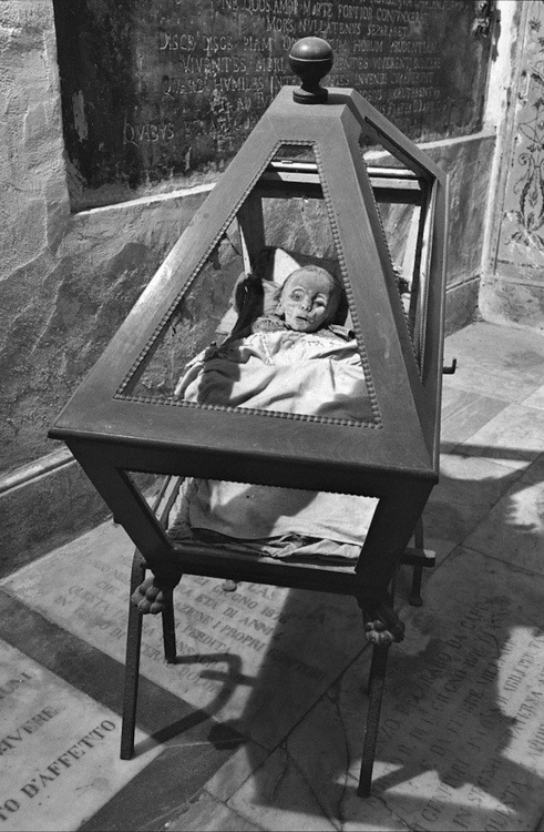 Mummified infant in the crypt of the Monastery of Santa Maria della Pace, (Palermo,