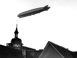 onlyoldphotography:  Hans Baumgartner: Zeppelin over Steckborn, April 1937. 