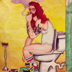 blake-gildaphish:  #blakegildaphish prints available on etsy.com #illustration #toilet #ginger #tattoos #DeathBeforeSuckAss #nike #purpleHaze #smoking #420 #TP #SHIT #watercolor #art #blunt #beard #gingermen