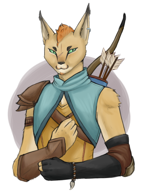 Stroke of a Brush, my tabaxi arcane archer. Goes by the nickname Lock (for reasons!)He is easily dis