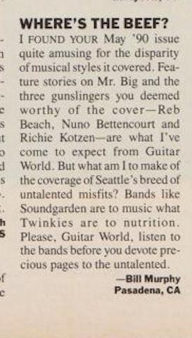 Letter To The Editor [Guitar World, Sep 1990]