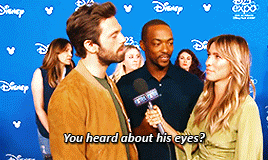 bluesteelstan:  Sebastian + being complimented pt.3 feat. Anthony Mackie talking about his eyes (pt.1/pt.2)
