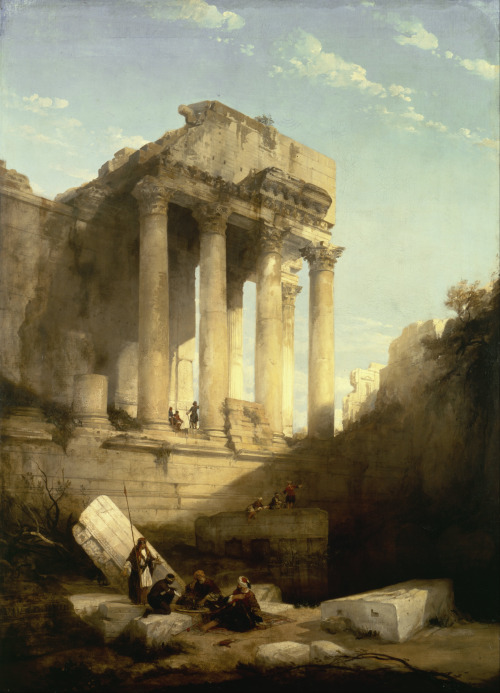 thisblueboy:David Roberts (Scotish, 1796-1864), Baalbek - Ruins of the Temple of Bacchus, 1840