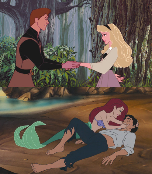 sisterofasnowqueen: kellycuppycake: Disney princesses meeting their princes for the first time. it p