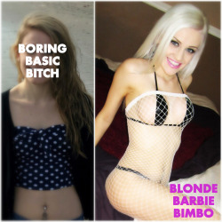 hypnobimbo:  candyhousebimbos:  Don’t live your life as a boring bitch, girls. Become a barbie doll and embrace happiness.    being a blonde barbiedoll is the best!  Dye your hair platinum and get implants. You can change your life in a day.