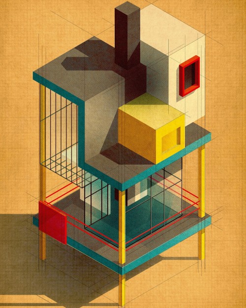 thingsmagazine:Fictional Facade No.6, Isometric view, Studio Sader Patelski