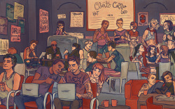 cargsdoodles:  more of that dirty hipster au now featuring clint’s coffee shop and a lot more people 