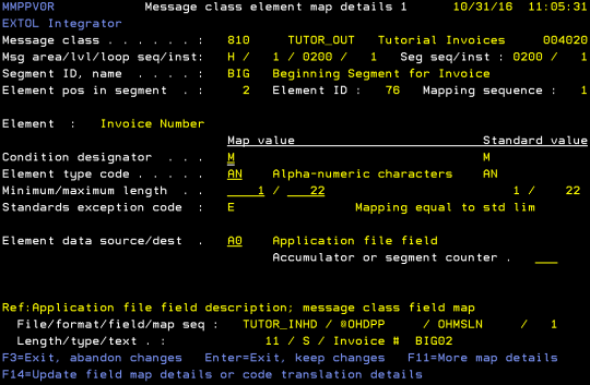 cleo extol integrator mapping substring to field message class element map details 1