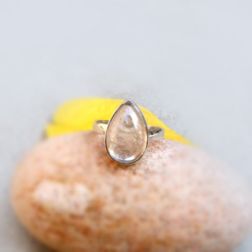 Teardrop Rutilated Quartz Silver Ring Sz 9 Yellow Rutilated Quartz Rings Quartz Jewelry Bohemian Jew