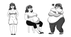 antioxidated: Finally! I have finally finished this commission for @nexis89 that he won from won of my earlier YCH Auctions. He won a black + white six-part sequence of his character NIkki getting well…quite fat. I had a lot of fun, and this piece taught