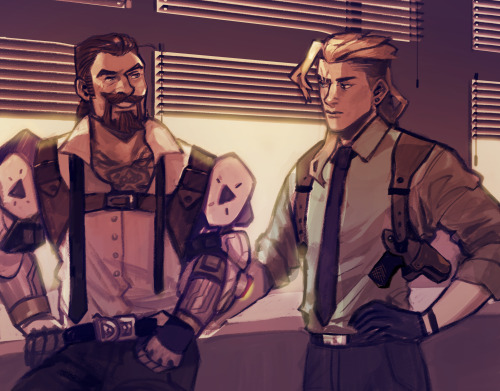 ninadrawsstuff:i just wanted to draw them in suits but the holsters make it look rlly detective-y..