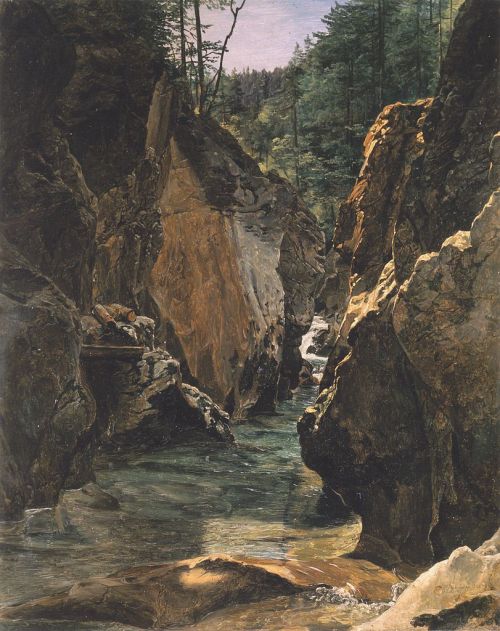 ferdinand-georg-waldmuller: Rettenbach-gorge at Ischl, 1831, Ferdinand Georg Waldmüller