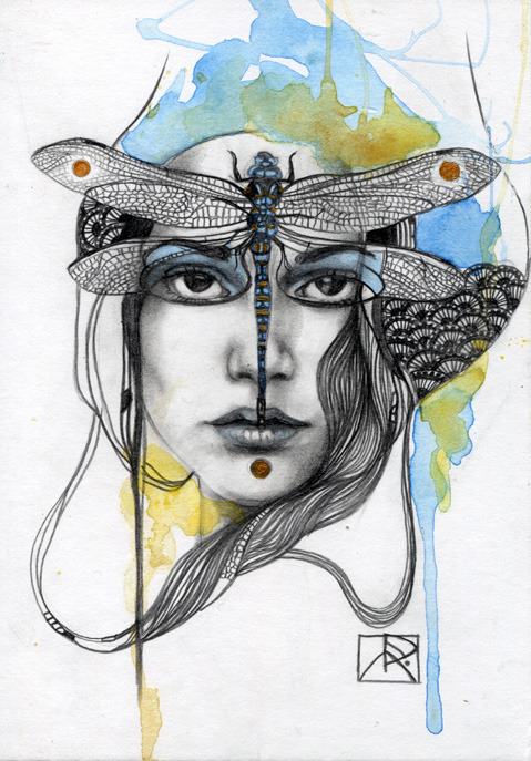 Animal Spirits: Dragonfly
Pencil and watercolor on illustration board
5" x 7" inches
2013
© Patricia Ariel
Ability to see the truth
Power of flight
Understanding of dreams
Breaking down illusions
Swiftness
Change and transformation
Connection with...