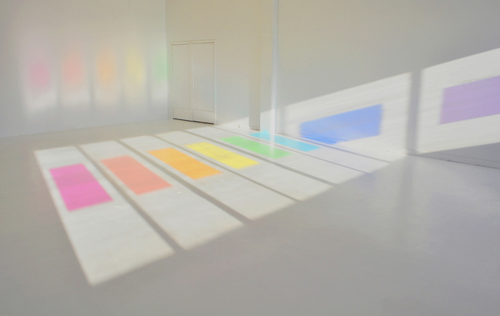 discuses:  Jessica Houston: Full Spectrum (2011), natural light, color gels