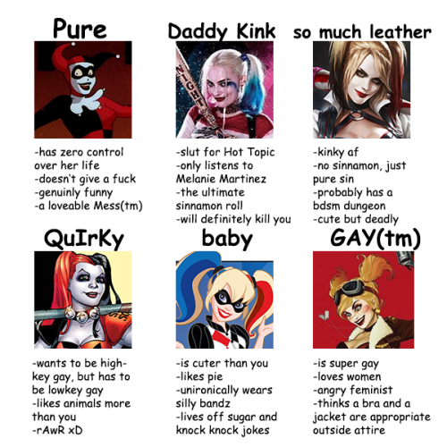 hvrleyquinn:Tag yourself, Harley Quinn edition 