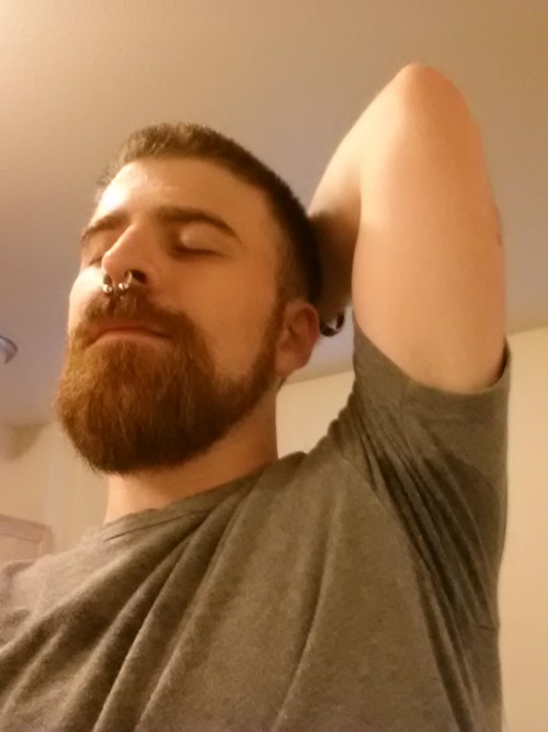 thedudewhosadude:  Whew…man is it hot outside!  …dude, what are you staring at? …You wanna smell my rank pits? 