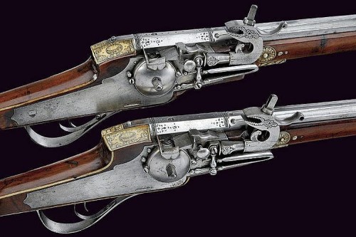 An ornate set of wheellock pistols belonging to an Officer of the Guard of King Christian II of Saxo