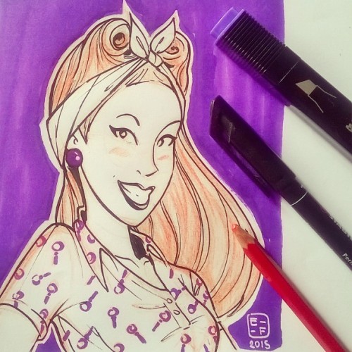 #inktober day 8! Daphne from Scooby-Doo pinup version ~ #inktober2015 #inktagram #ink #purple #purpl