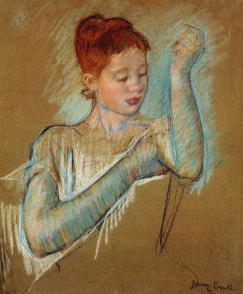 artfortheages:The Long  Gloves - Mary Cassatt