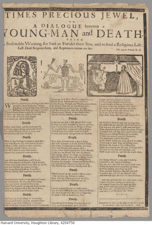 houghtonlib: Times precious jewel, or, A dialogue between a young-man and death : being a seasonable