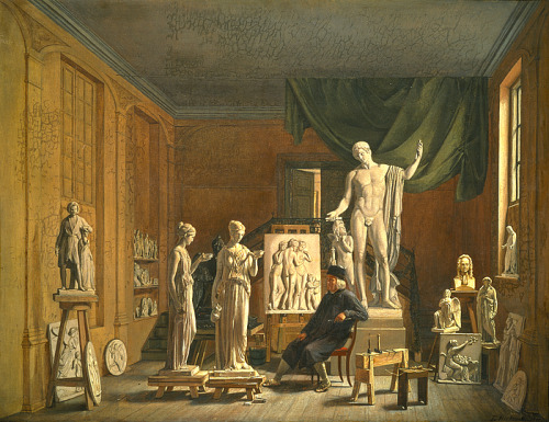 hismarmorealcalm:Ferdinand Richardt  Thorvaldsen in his studio at the Academy of Fine Arts in C