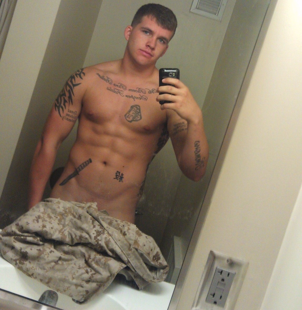 Naked military men