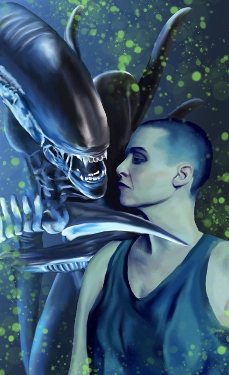 Ripley and the Alien. This drawing is up on Redbubble here!